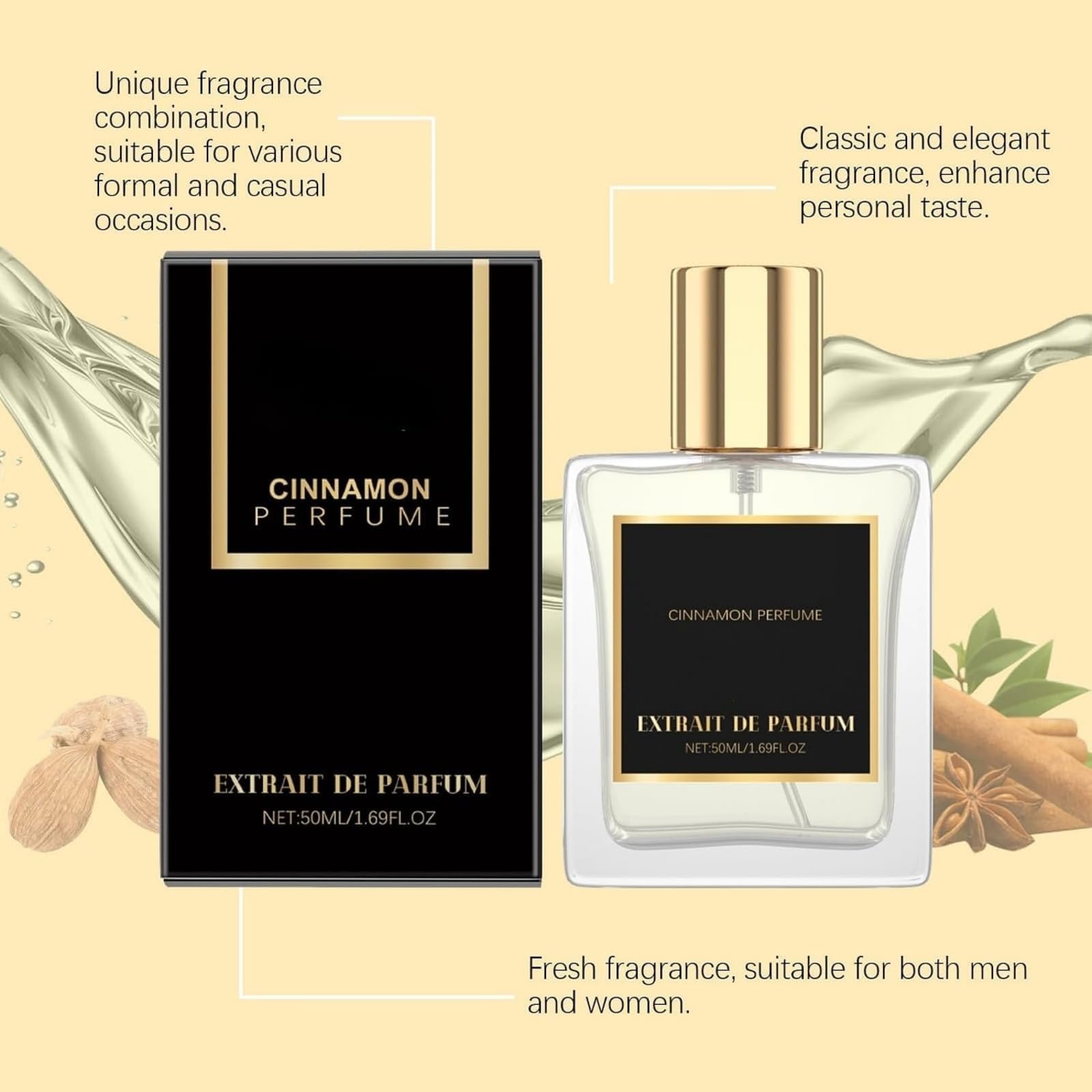 Perfume De Canela, Eau De Toilette En Spray, Fragancias De Perfume Para Hombre, Bruma Perfumada Fresca Y Duradera, Perfum-e Portátil Para El Día A Día Y Citas Románticas, Para Hombre (3PCS)
