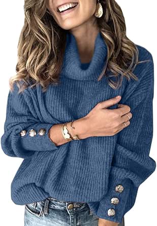 Sovelen Women's Oversized Turtleneck Chunky Pullover Sweaters Cowl Neck Long Sleeve Winter Slouchy Loose Knit Sweaters