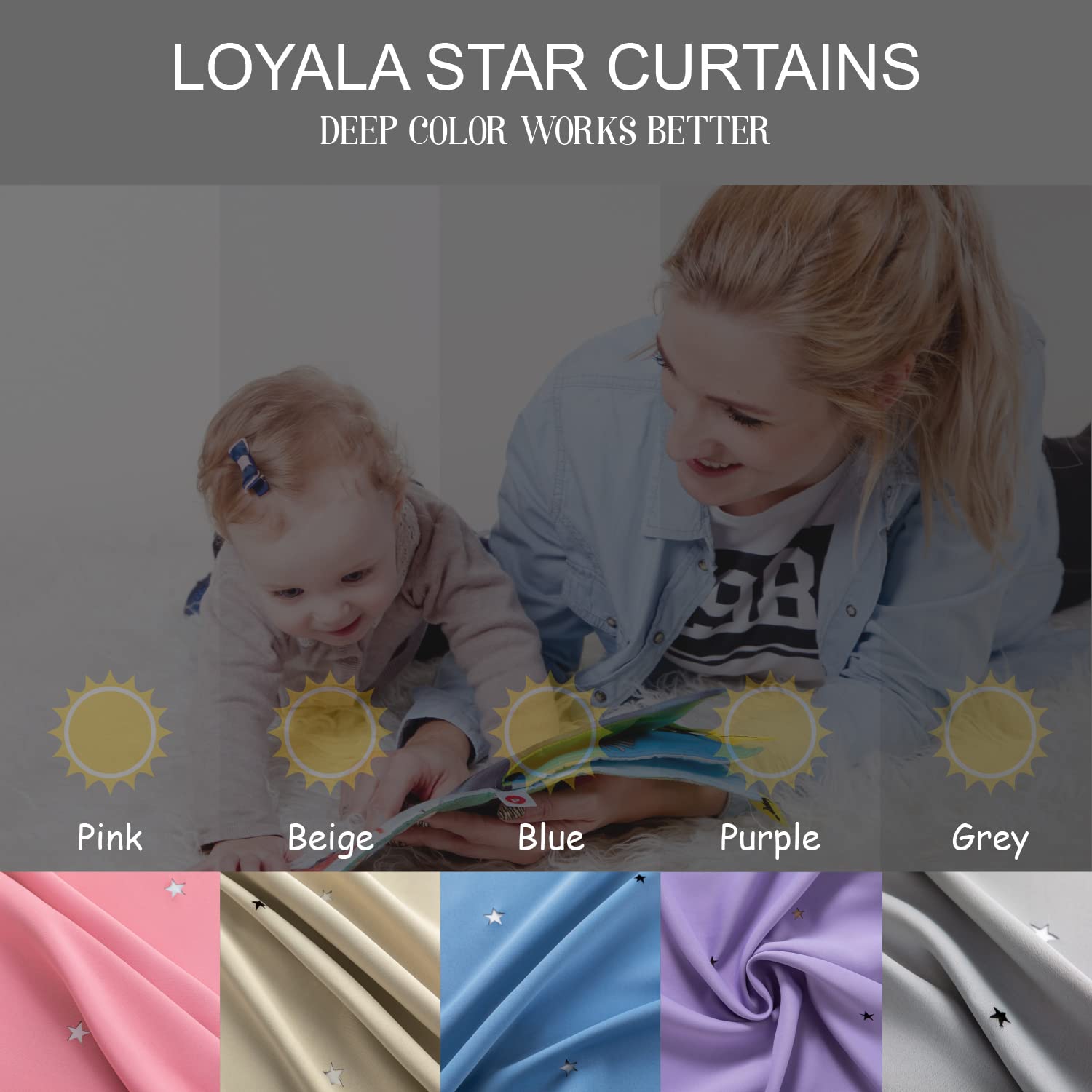 Loyala Tende Oscuranti Stelle 132x244 cm Set 2 Pannelli Camera da Letto Bambine