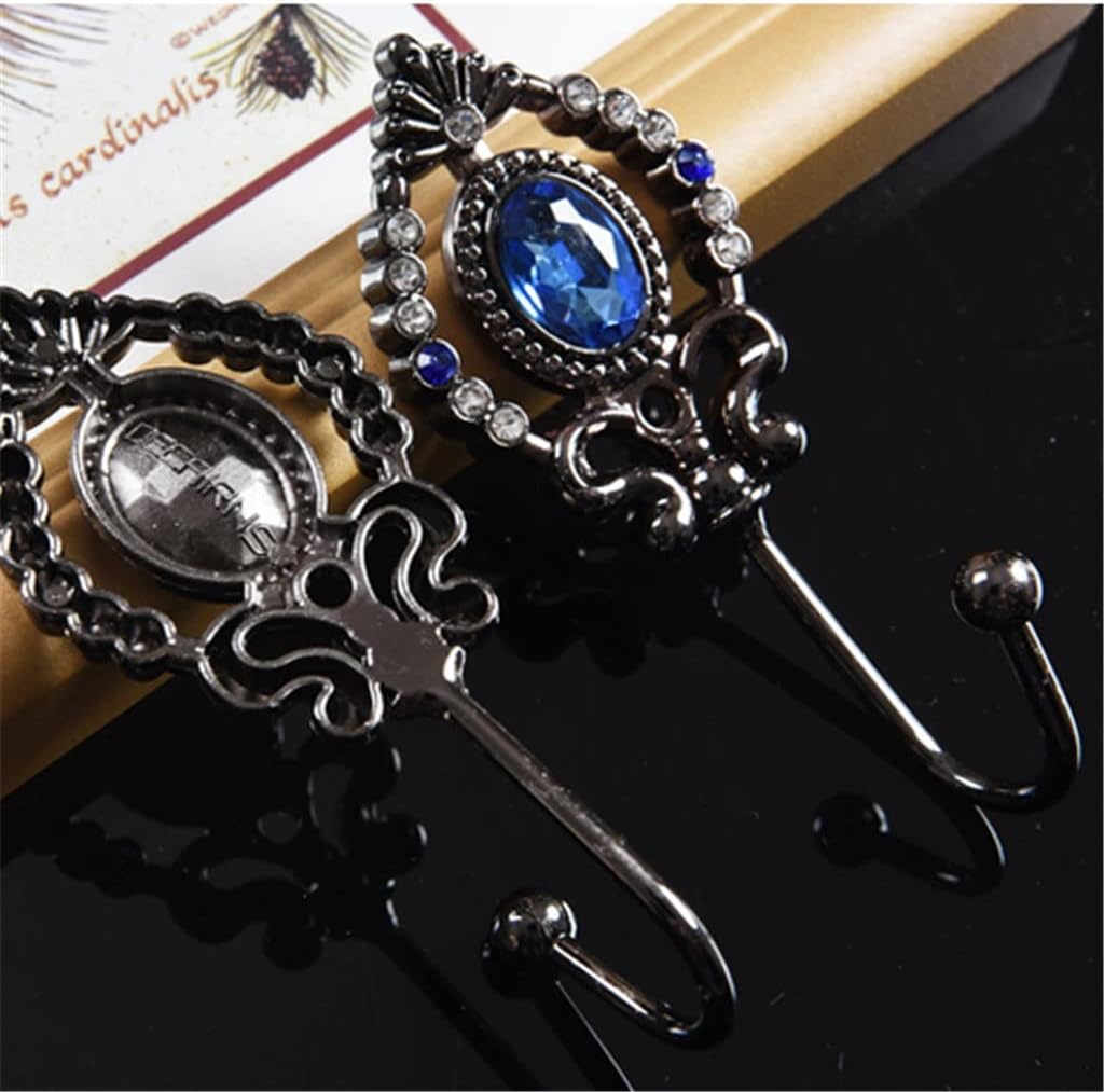 2 PCS Pair Pearl Stone Curtain Accessory Tiebacks Holder Tie Rings Buckles(Black)