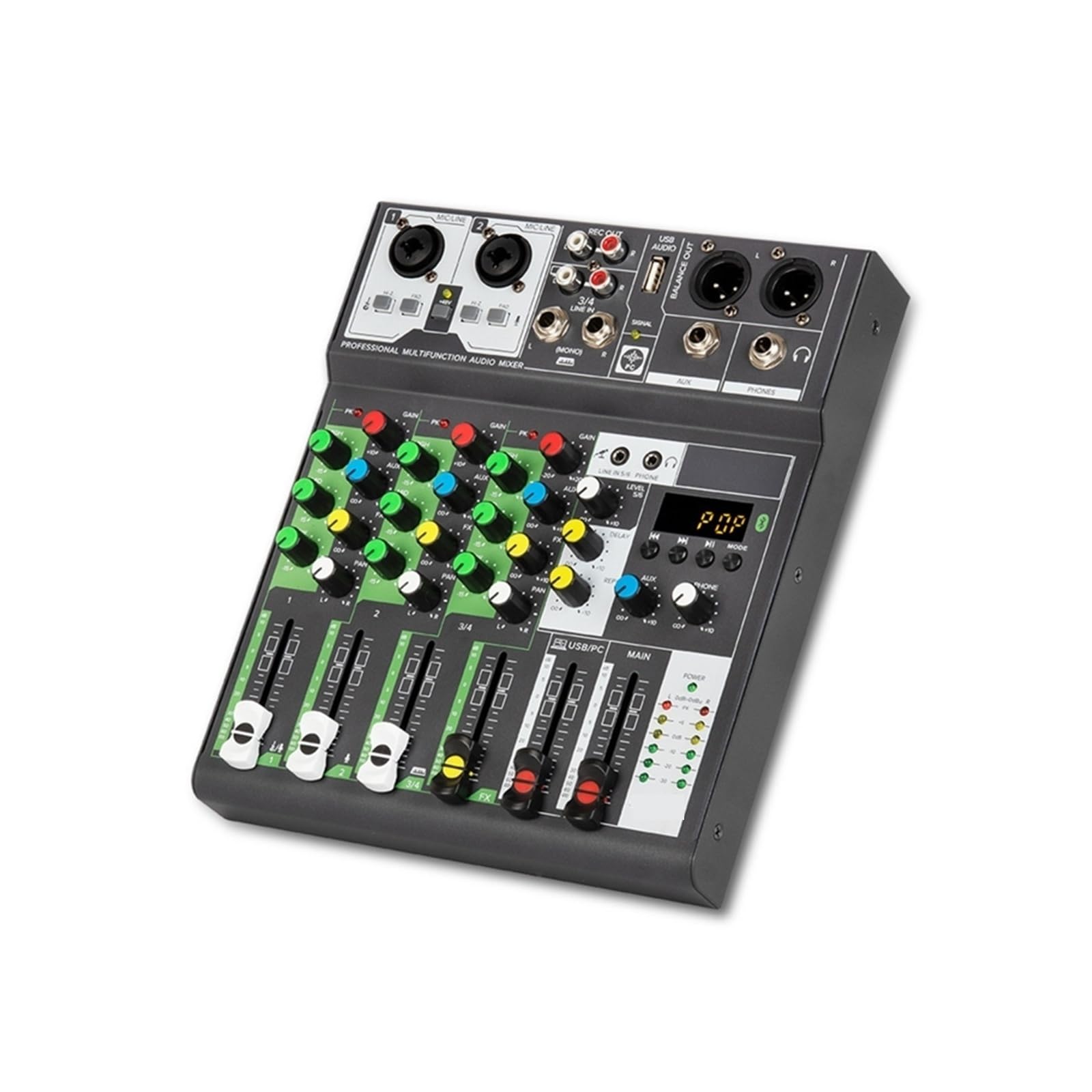 Mezclador de audio, Consola de mezcla sonido, computadora grabación USB, alimentación fantasma 48 V, efecto repetición retardo, mezclador 4 canales Para karaoke en estudio