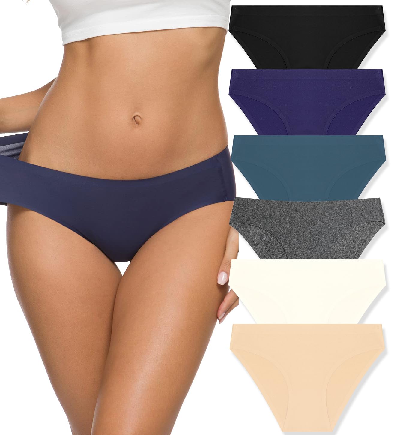 ALL OF ME 5/6er Pack Seamless Slips Damen Nahtlose Unterhosen Sexy Unterwäsche Bequem Dessous Frauen Invisible Panties Underwear Women Bikini Mehrpack XS-XL