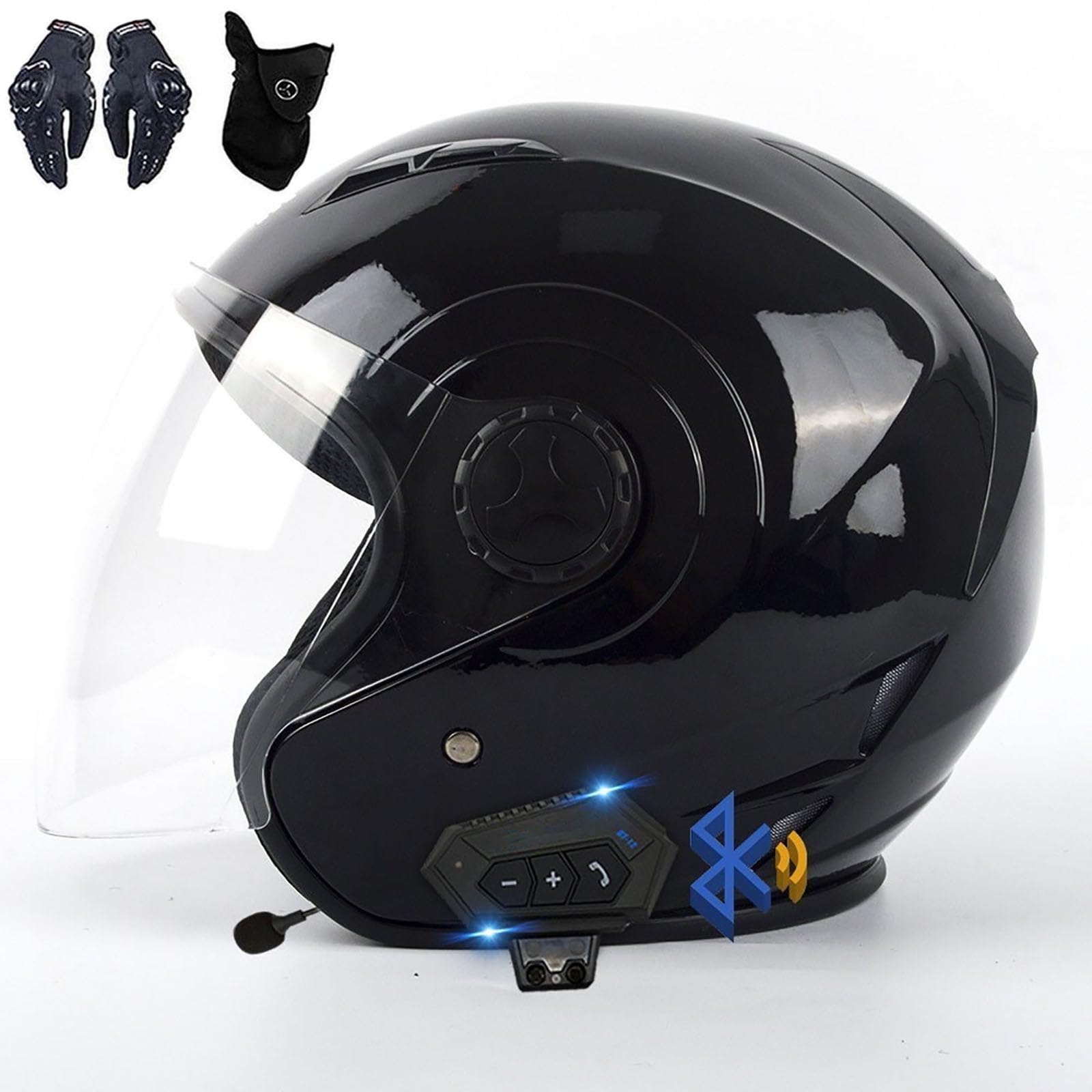 Casco Abierto Casco Bluetooth Jet, Casco De Motocicleta Medio Cascos