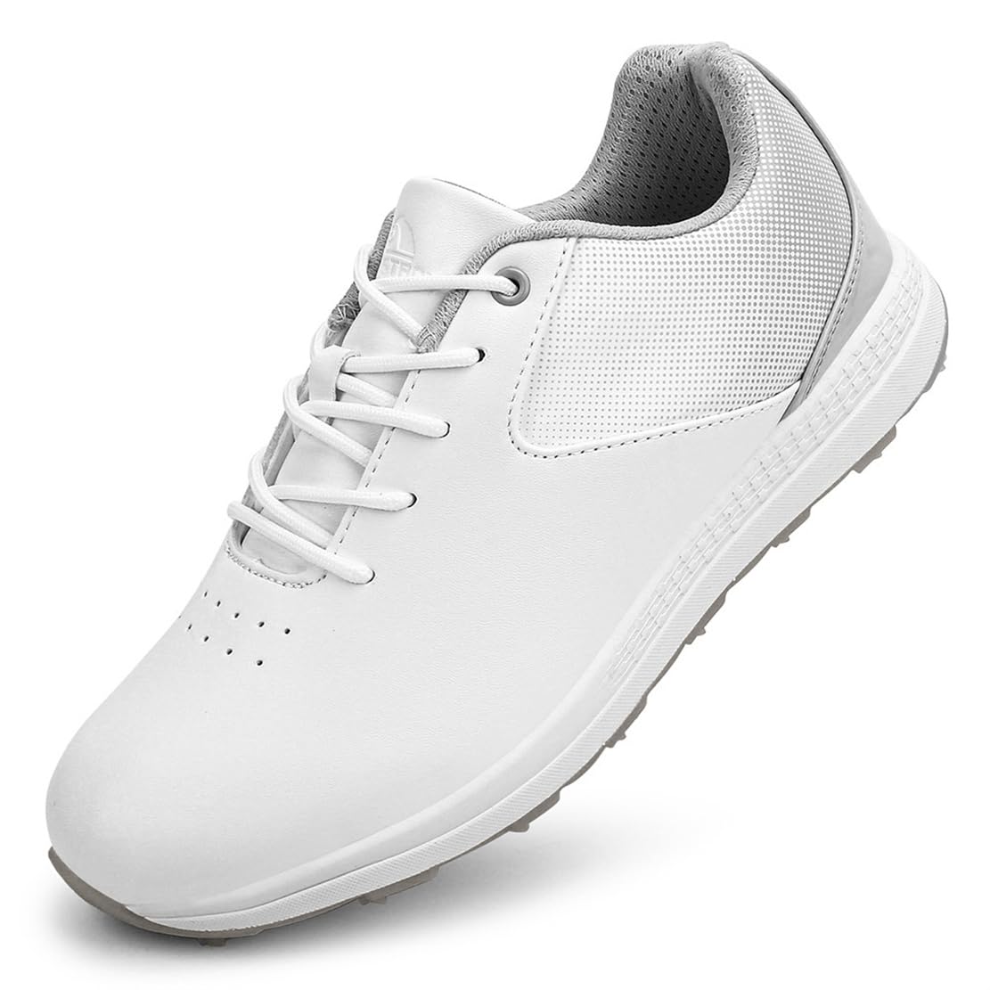 DAMANDO Women's Golf Shoes, Spikeless Golf Trainers Waterproof Breathable Golf Sneakers Lace Up Golfing Sports Shoes,Grey,10