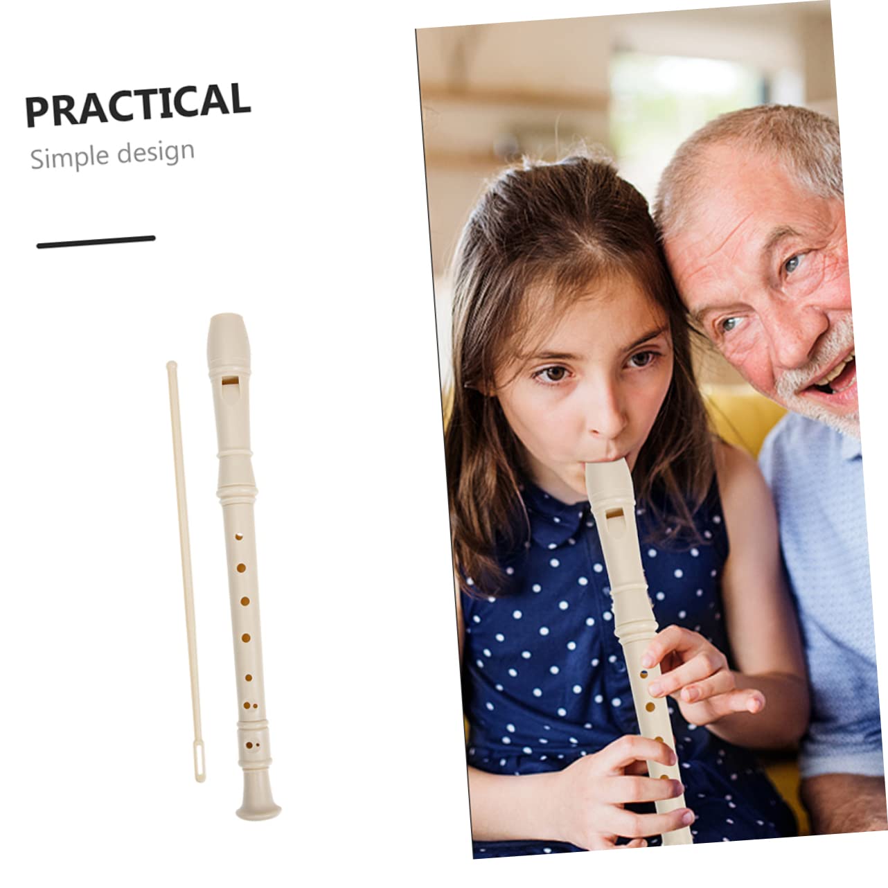 Clarinete Infantil de 8 Agujeros de Resina Beige, 1 Juego para Estudiantes | Clarinete para Principiantes, Instrumento de Viento de Práctica, Decoracion Colegio, Instrumentos Musicales para Niño Niña