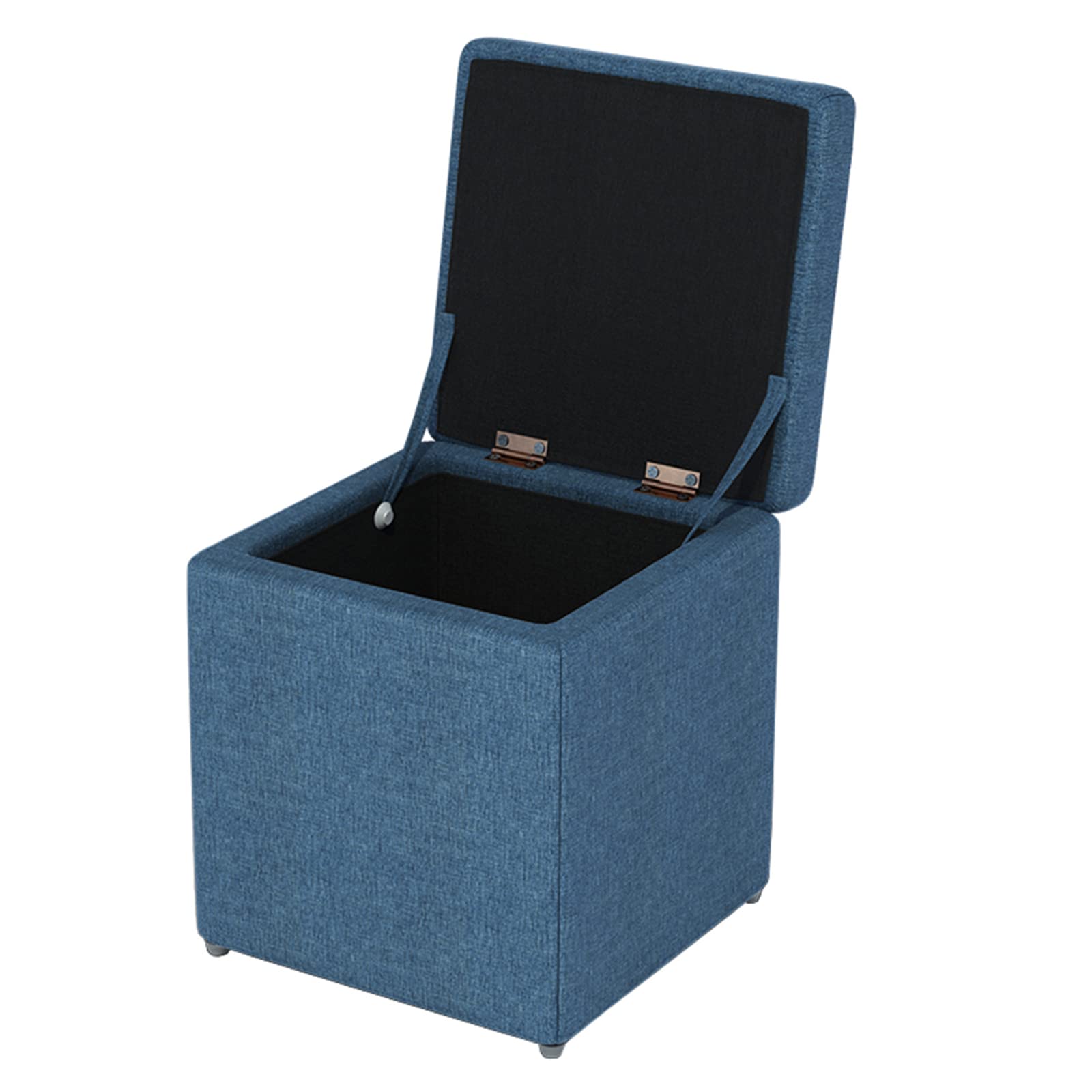Tabouret de rangement en lin bleu pour optimiser l'espace de votre chambre et salon