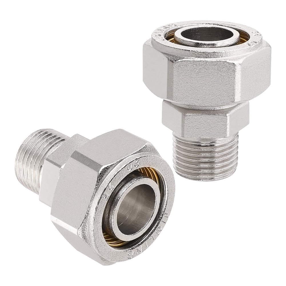 UDSKNV[KSL Brass- Plated 3/4" Straight Air Pipe Fittings- 2PCS 3/4" X 1/2" Male NPT Thread Adapters