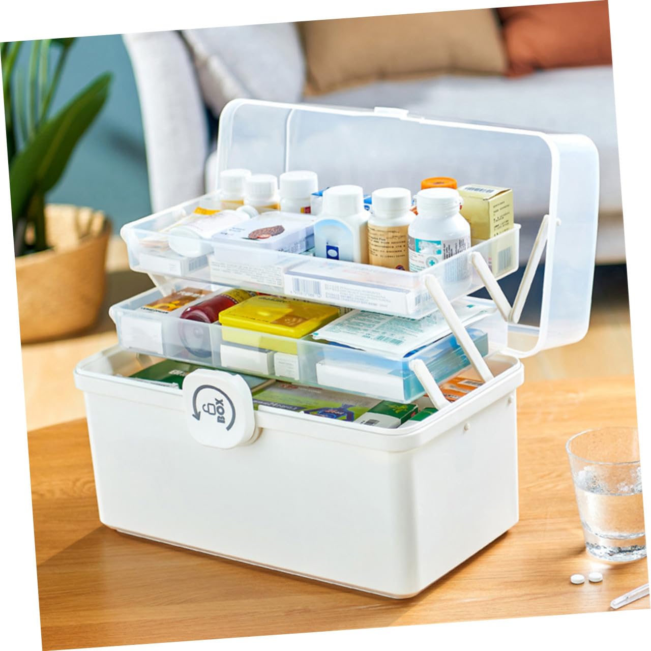 Medikamentenbox Groß Aufbewahrung Notfallbox Mit Tragegriff Herausnehmbares Tablett Für Medizin Lagerung