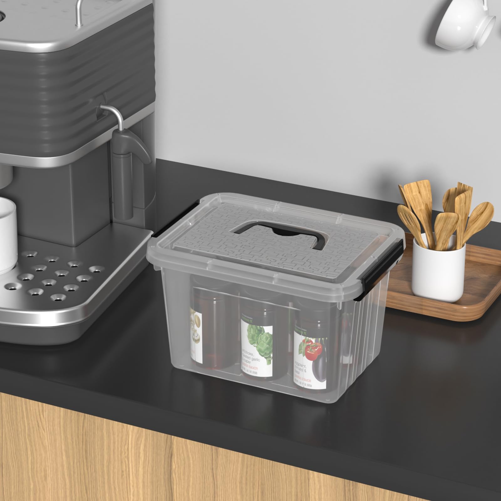 3 L Contenitori Scatola Box in Plastica Trasparente con Coperchio, 22 x 16,5 x 13 cm, Confezione da 6