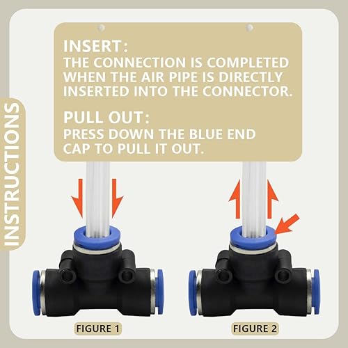 Miniatura 6 de Bwintech 10 piezas de 0.315 in recto empuje en conectar accesorios neumáticos, 2 vías plástico liberación rápida PU línea adaptador de aire