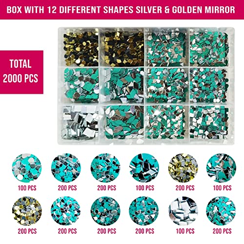 Image of Clickedin Glass Square Mirror for Craft Work, Lippan Art Materials Kit Wall Mount Mirrors, Decorative Small Pieces for DIY Crafts Works with Included Shape Separate Box (Pack of 2000 Mirrors),Clear