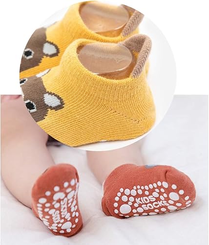 Miniatura 5 de Kisgyst 6 pares de calcetines de algodón antideslizantes con suela antideslizante para recién nacidos y niñas