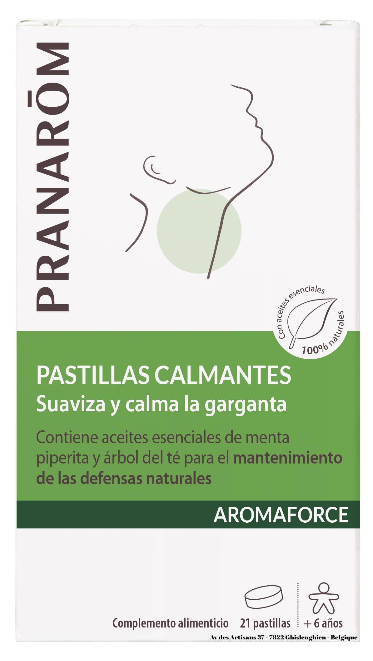 PRANAROM - Aromaforce - Pastillas Calmantes Para La Garganta Con Aceites Esenciales ORGÁNICOS - Calma Y Suaviza - 21 Pastillas
