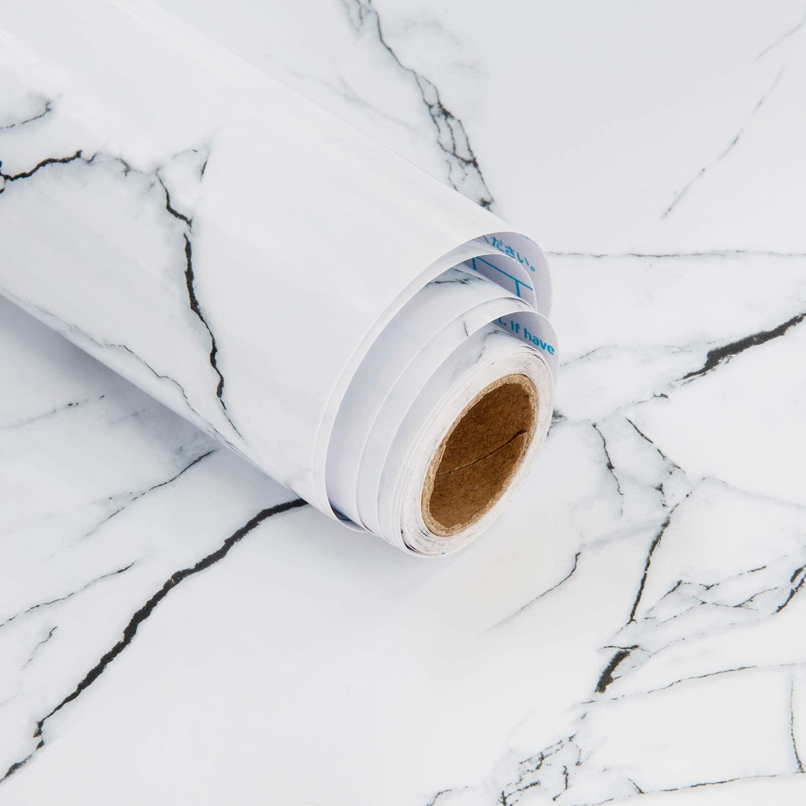 Sticky Back Plastic Roll White Marble Wallpaper 30cmX3m Self Adhesive Wallpaper Peel and Stick Furniture Sticker Waterproof Vinyl Film for Kitchen Worktop Door Table Wall Fireplaces