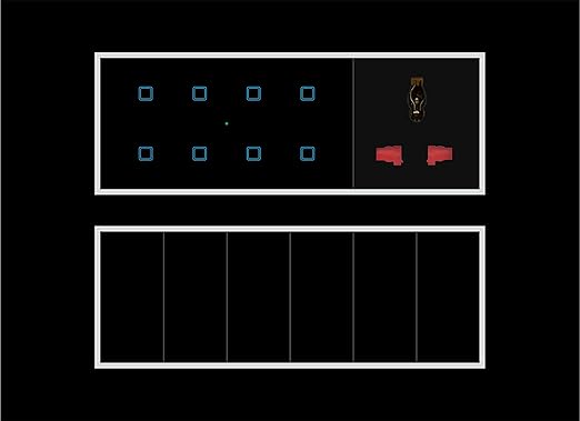 Smarteefi Touch 8 Port Modular WiFi Smart Switch Board, 7 Smart Switch, 1 Smart Plug, Compatible with Alexa & Google Home, Black (Size: 12M (220mmx160mmx40mm))