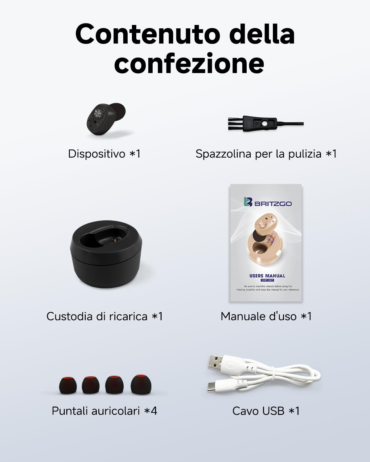 Britzgo Dispositivo dotato di una scatola di ricarica, può funzionare per 40 ore con 2 ore di ricarica, nero