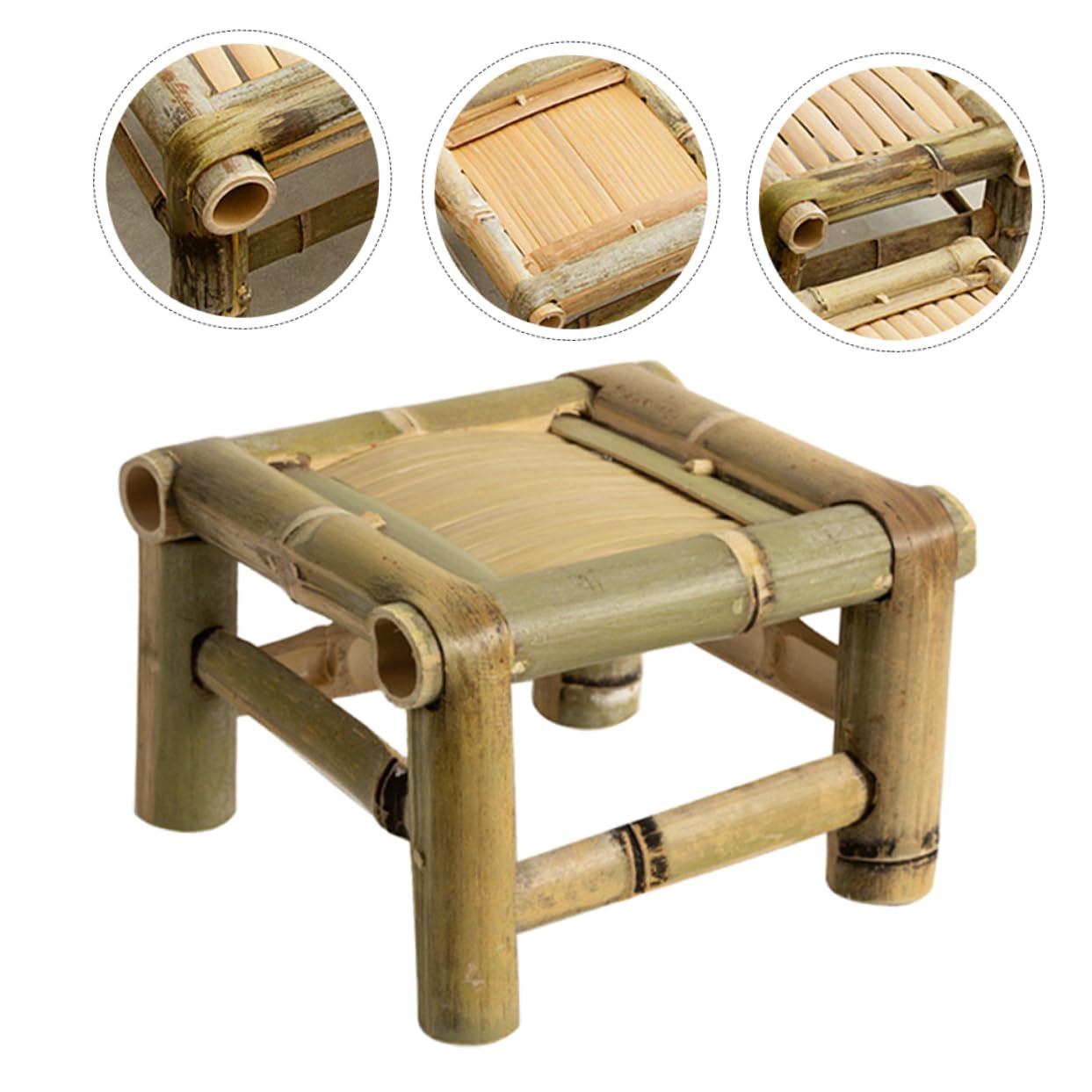 Toddmomy Taburete Retro de Bambú, Asiento Pequeño y Resistente, Estilo Vintage, Fácil de Limpiar, Adecuado para Casa y Baño, Ahorra Espacio