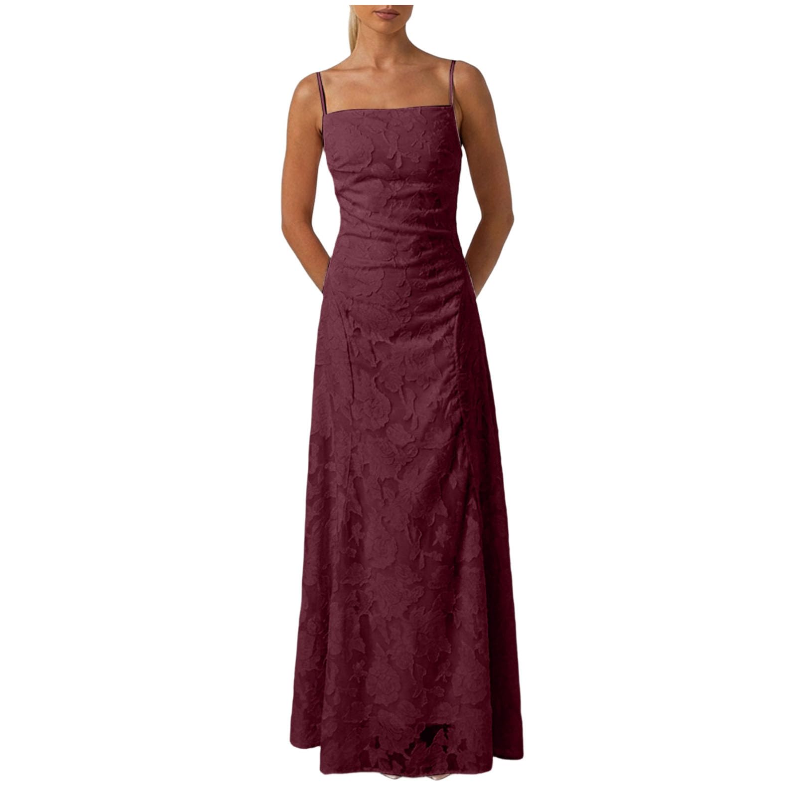 Robe de Bal à Lacets à Bretelles Spaghetti, Robe de Soirée Formelle sans Manches à Lacets dans Le Dos, Robes Élégante WN Mousseline pour Femmes Mariage Invité Anniversaire Cérémonie
