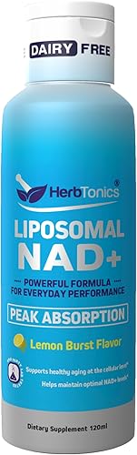 Herbtonics NAD+ liposomal para energía celular Apoya el envejecimiento, la concentración y el metabolismo saludables Entrega liposomal - Diseñado