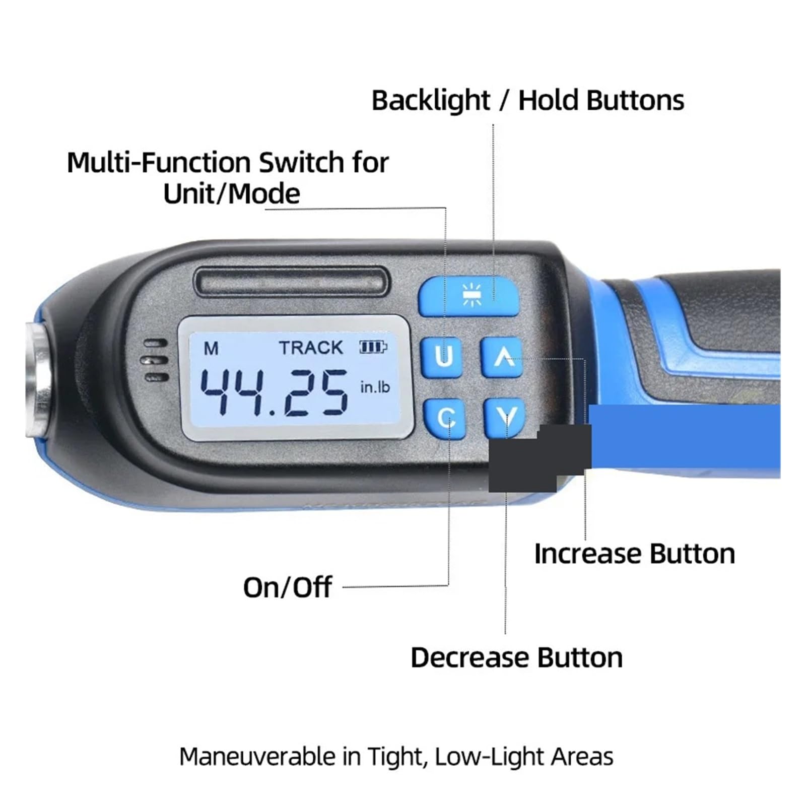 Llave dinamométrica digital ajustable con cabezal de llave inglesa y mordaza electrónica de extremo abierto