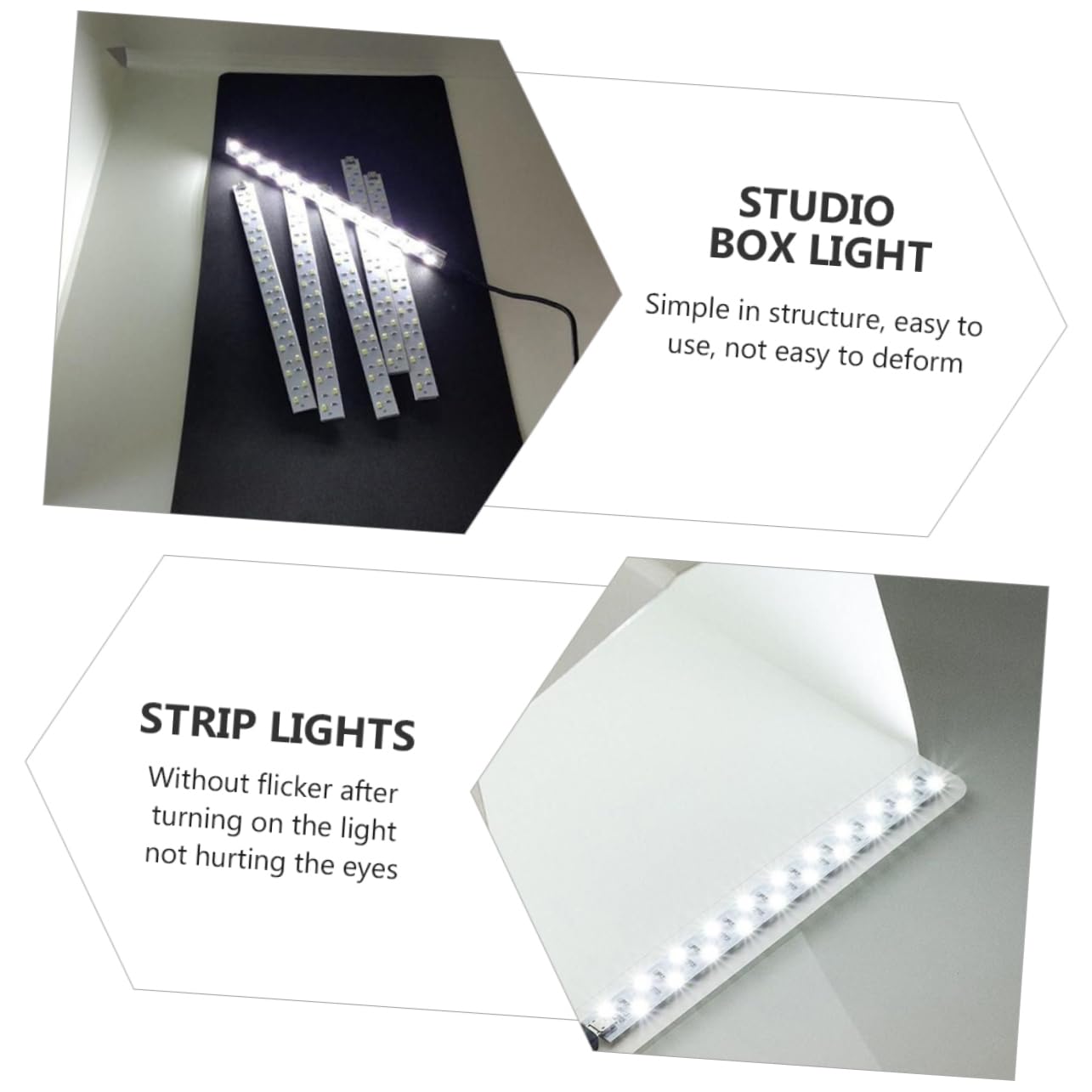 Lurrose 2 Pezzi Scatola Luce LED Portatile per Fotografia Striscia Luce per Studio Fotografico Accessorio Pratico per Oggetti e per Appassionati Fotografia