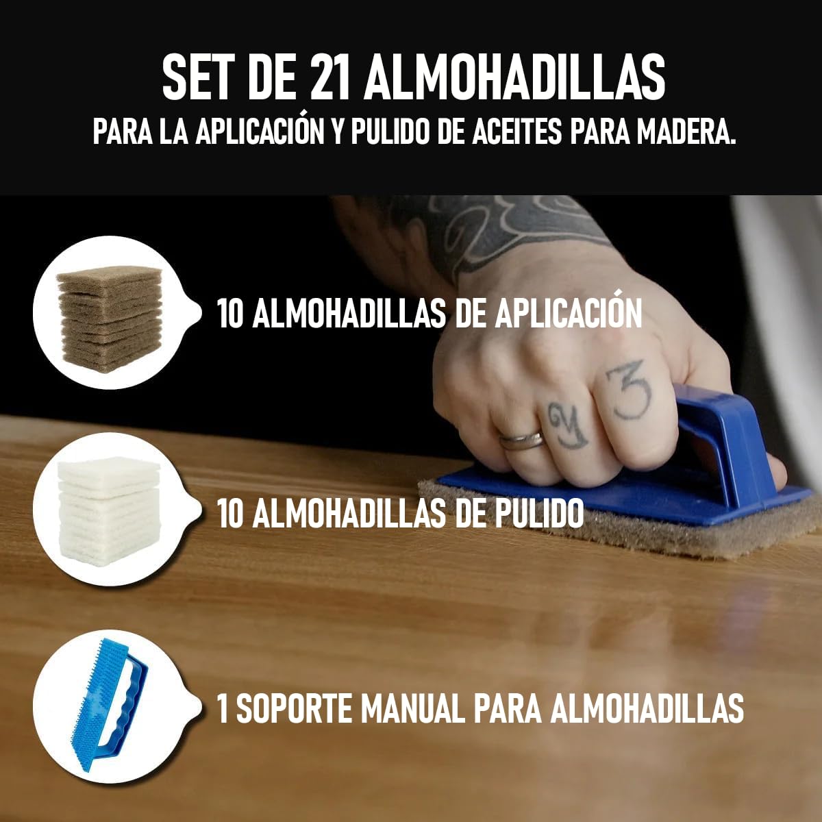 OLI-NATURA - Juego de almohadillas pequeñas con 1 soporte para almohadillas con asa, 10 x blanco y 10 x beige