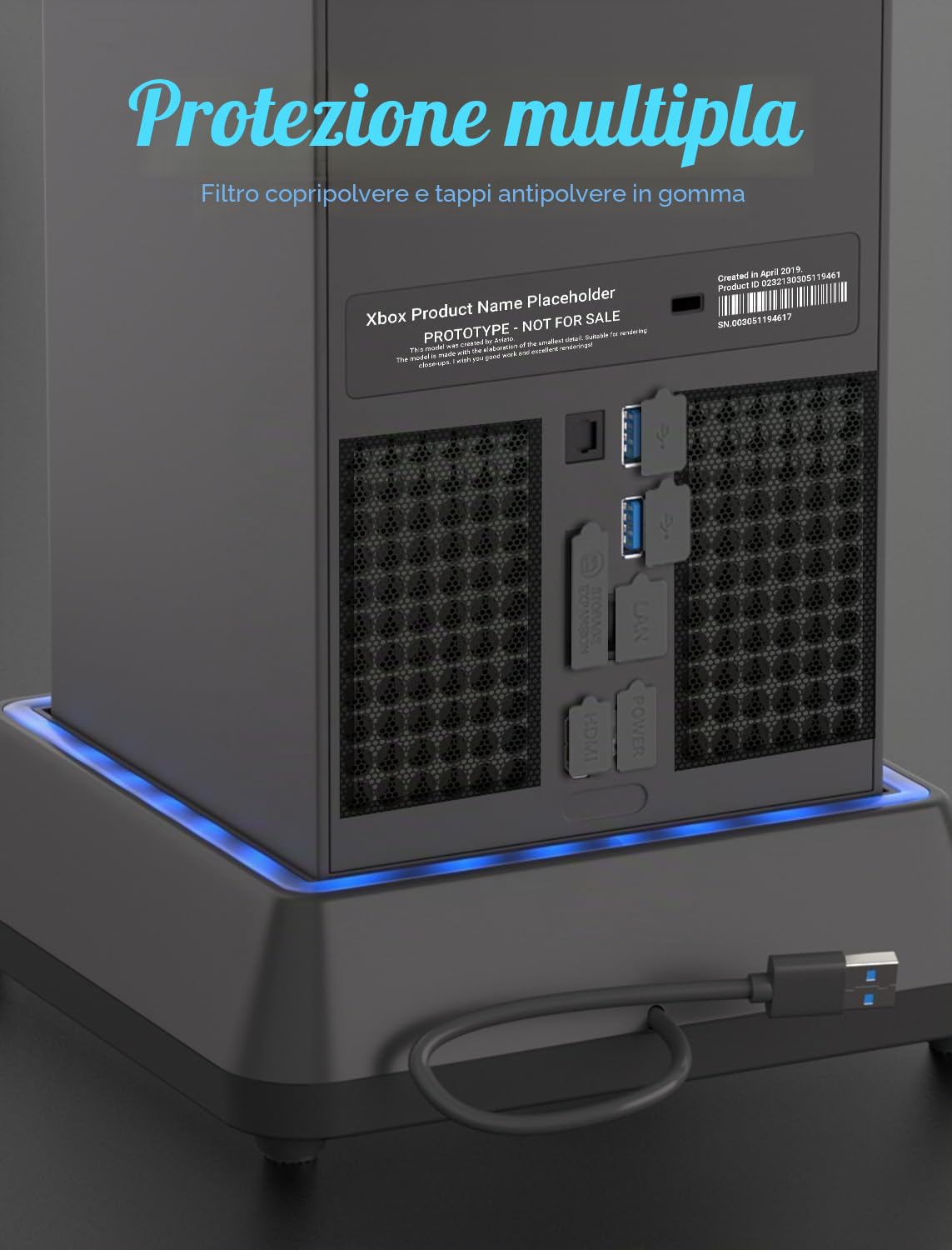 Mviioe Ventola di raffreddamento a LED per Xbox Series X con filtri antipolvere | Stazione di raffreddamento compatibile con Xbox X, ventola turbo extra grande, porte USB 2.0, filtri antipolvere, nero
