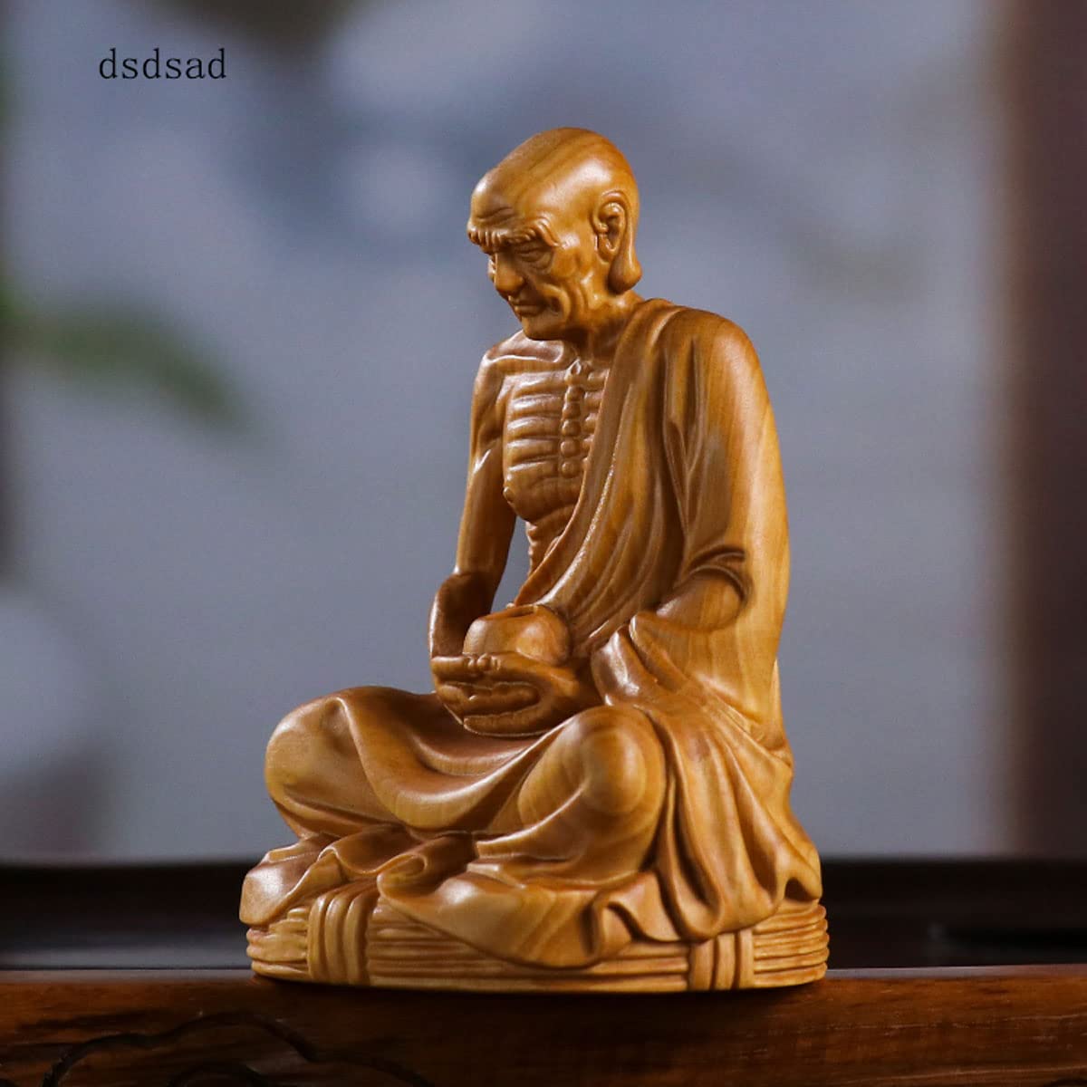 Amazon｜少林寺 十八の羅漢之一 高級天然ツゲ木彫り 置物 坐禅 座禅