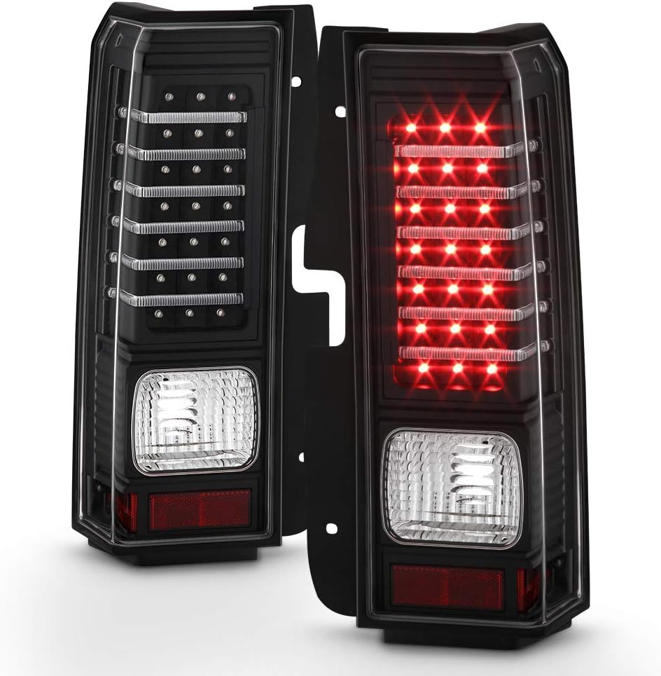 ACANII - For 2006 2007 2008 2009 2010 Hummer H3 Black LED [Light Bar] Tail Lights Brake Lamps Pair Set Left+Right
