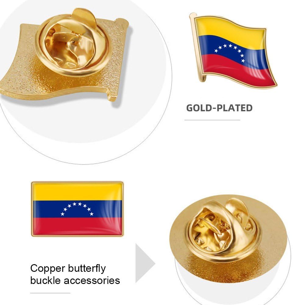 Wudaizhi Insignia De Solapa De Metal con Bandera Nacional De Venezuela: Pin De Bandera Amarilla, Azul Y Roja con Acabado Resistente Y Cierre Seguro.