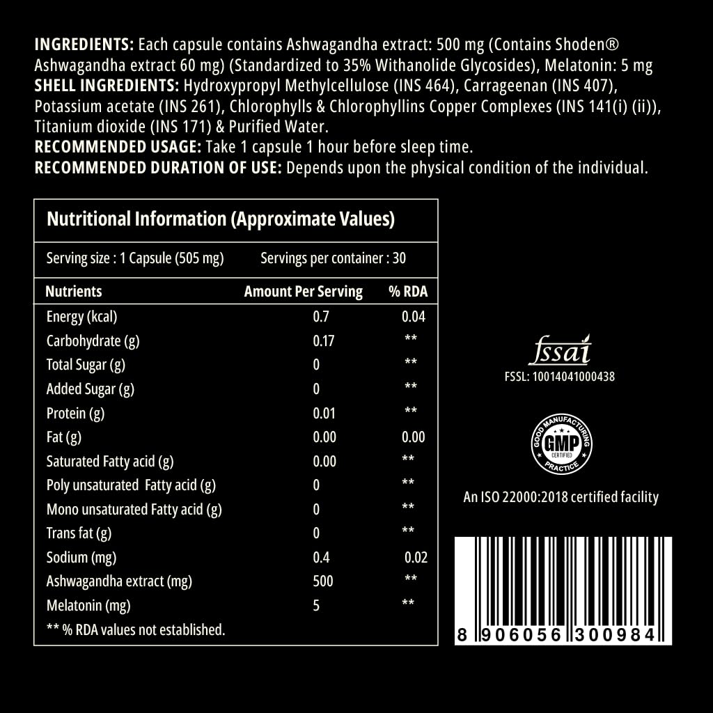 Curegarden Sleep N Rest Melatonin 5mg & Ashwagandha Capsules, 30 Veg Caps — Amazon image 5