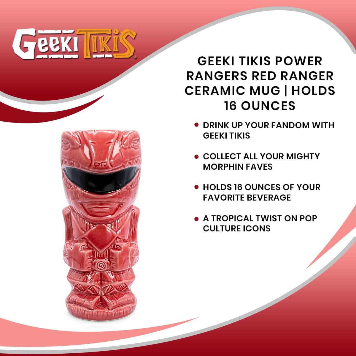 Geeki Tikis Power Rangers Red Ranger Keramiktasse | Fassungsvermögen: 473 ml
