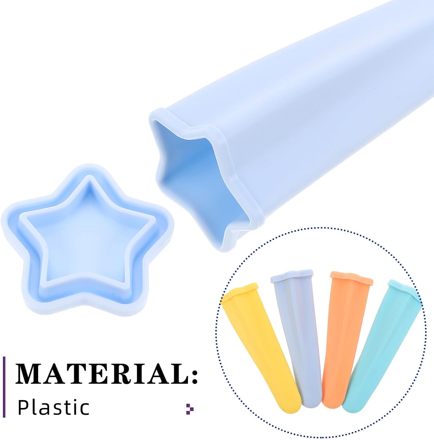 8pcs Reusable Silicone Ice Pop Molds with Lids and Sticks Star-shaped Ice Cream Silicone Moulds for Homemade Chilled Yogurt and Lollies
