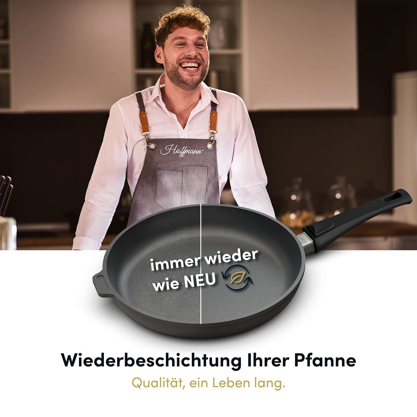 Hoffmann Schmorpfanne 32 cm hoher Rand Induktion I Made in Germany I Schmortopf Induktionsgeeignet Antihaft Beschichtet I Bräter Schmorkasserolle Kasserolle I Tiefe Aluguß Pfanne backofengeeignet