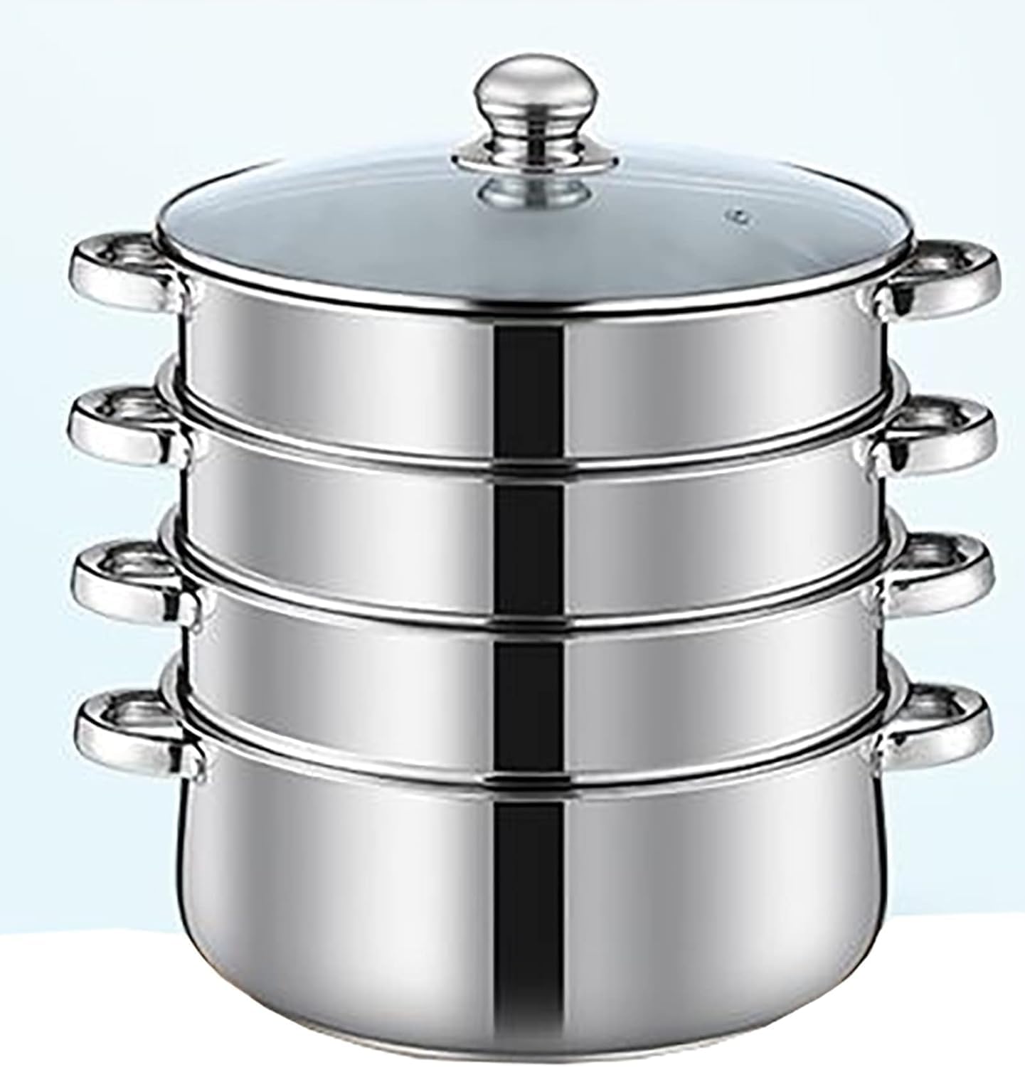 JFGCTYHXY Stainless steel steamer, 400 Series Stainless Steel,3-Layer Composite Pot Bottom,Steamed Fish,Porridge,Chicken Soup(36CM)