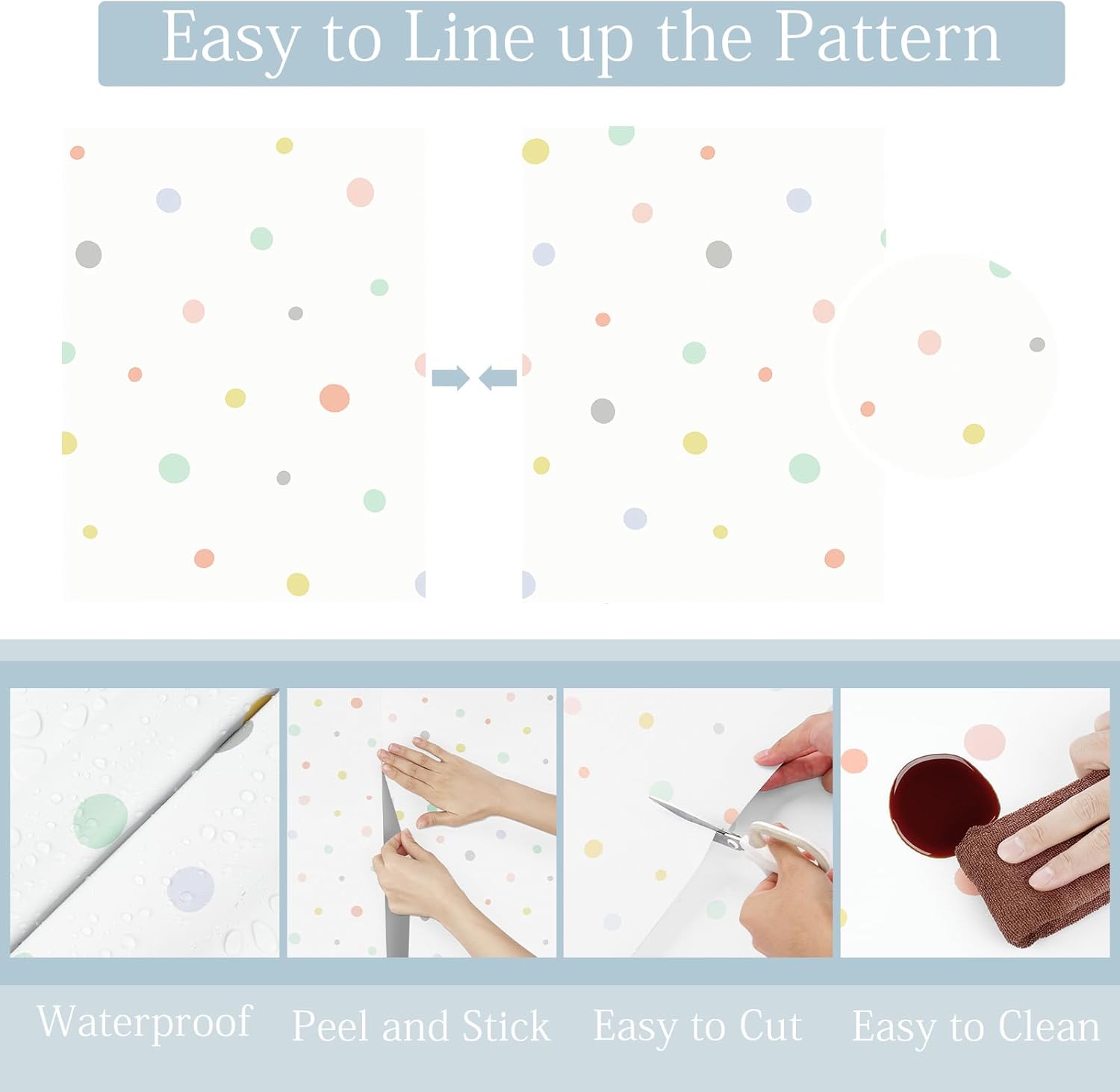 Geometric Peel and Stick Wallpaper Polka Dot Wallpaper Modern for Walls Bedroom Nursery 17.5"x102" Self Adhesive Removable Contact Paper for Cabinets Countertops Dollhouse Home Decor