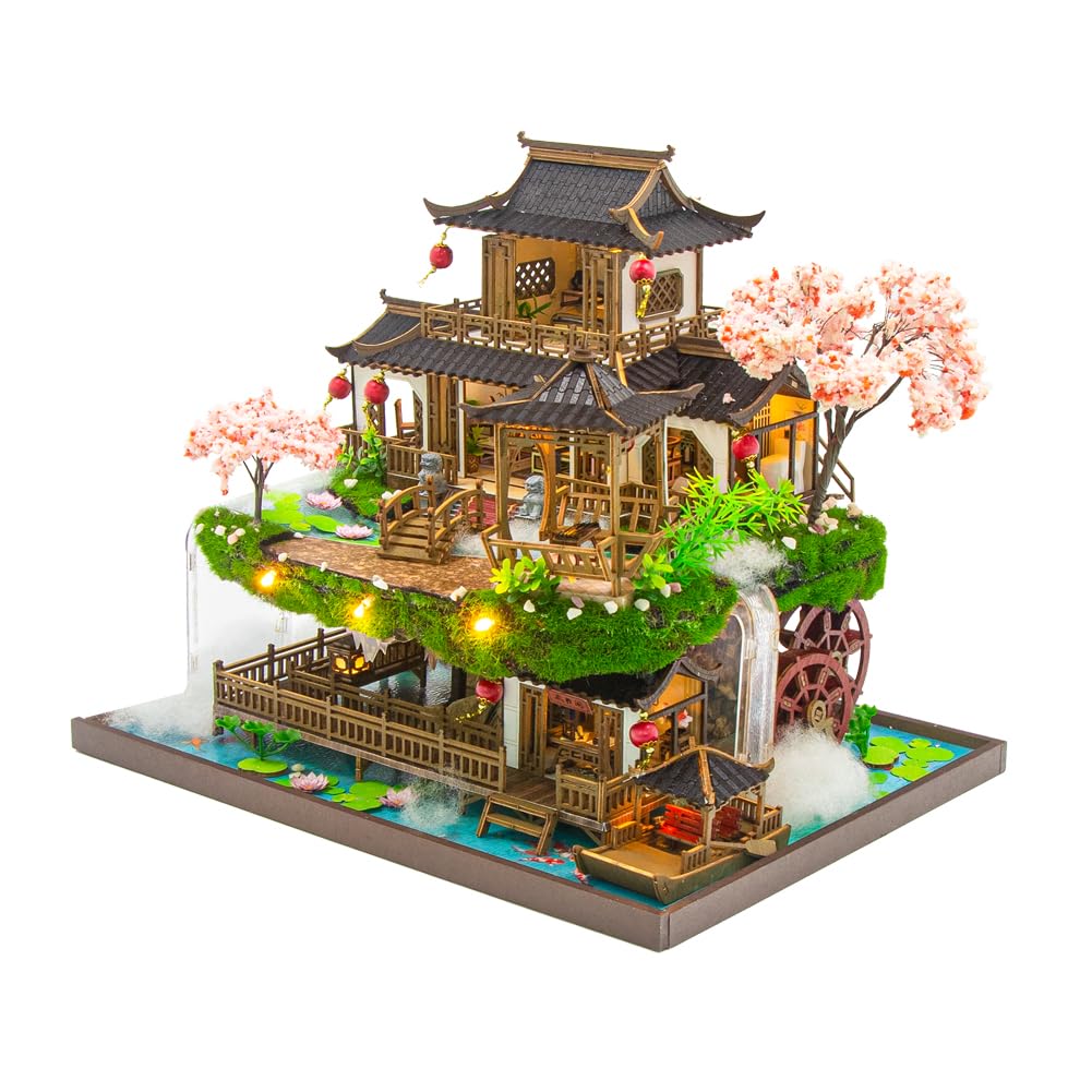 Mini muebles de casa de muñecas china de Fairyland Villa, kit de casa de muñecas en miniatura con luz LED, escala 1:24, habitación creativa para regalo romántico de cumpleaños y Navidad