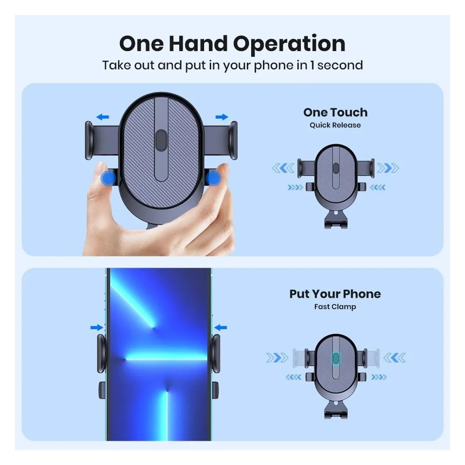 Supporto Universale per Telefono da Auto, Supporto per Smartphone, Clip per Bocchetta dell'Aria, Supporto per GPS e Telefono da Bici.