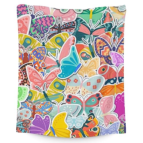 Butterfly Blanket Gifts - 30"x40" Cute Throw for Women, Girls - Colorful Soft Fuzzy Blankets for Couch & Office