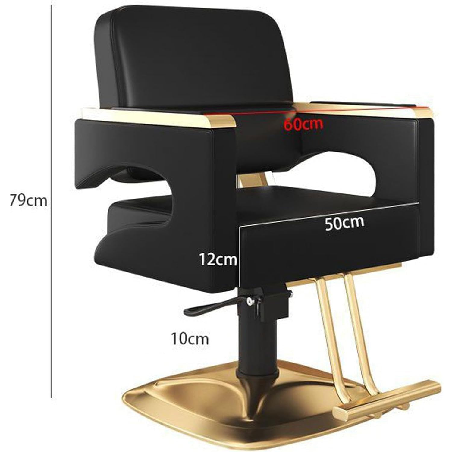 Sillón Profesional de Peluquería, 360º Giratoria con Base Fijo de Metal, Altura Regulable, Asiento Suave y Cómodo de Material Piel