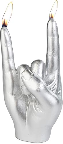 Gute Vela de mano Rock & Roll, vela gesto de mano Sign of the Horns, regalo para amantes de la música, rockeros, ciclistas, amantes del rock, 5.9 x