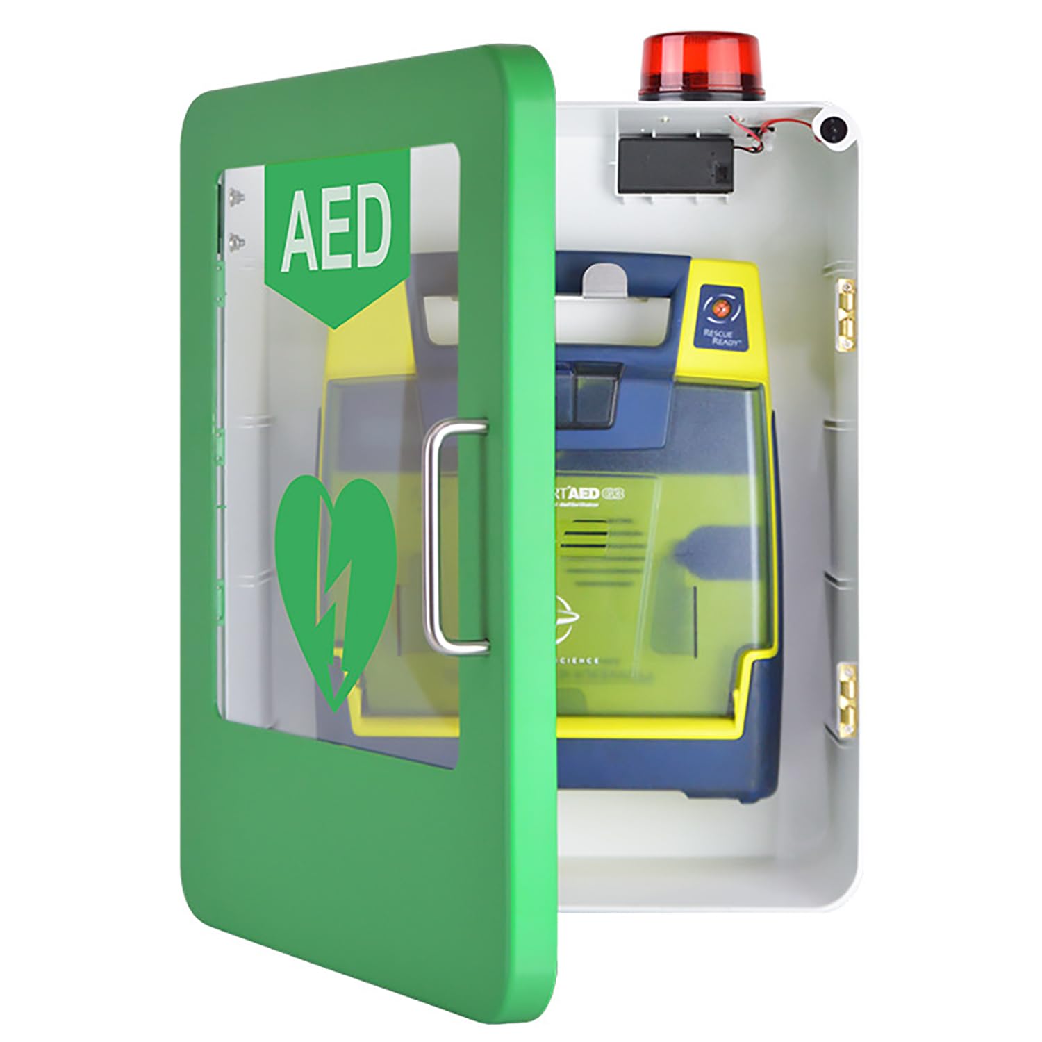AED-Schrank, Wandmontage-Aufbewahrungsbox mit Alarmsystem und Doppelschaltersteuerung, verstellbare Trennwand, Platz für eine Vielzahl von AED-Modellen, für Zuhause, Klinik, Büro, Hotel