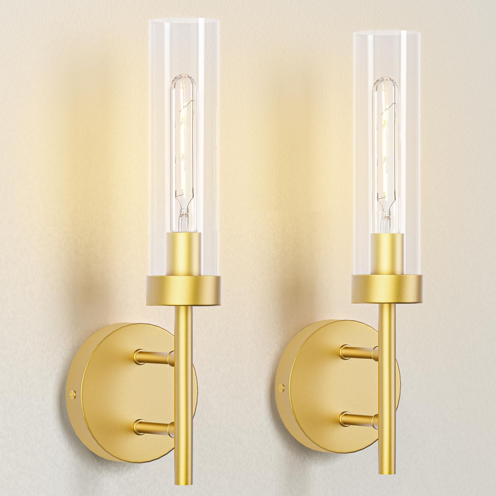 E.P. Light Gold Bathroom Sconces Set of 2, Modern Sconces, Bathroom Sconce Lights, Hardwired Wall Sconce