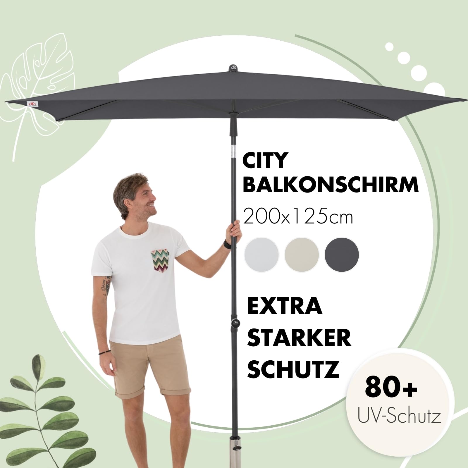 Doppler City Balkonschirm 200x125cm in verschiedenen Farben