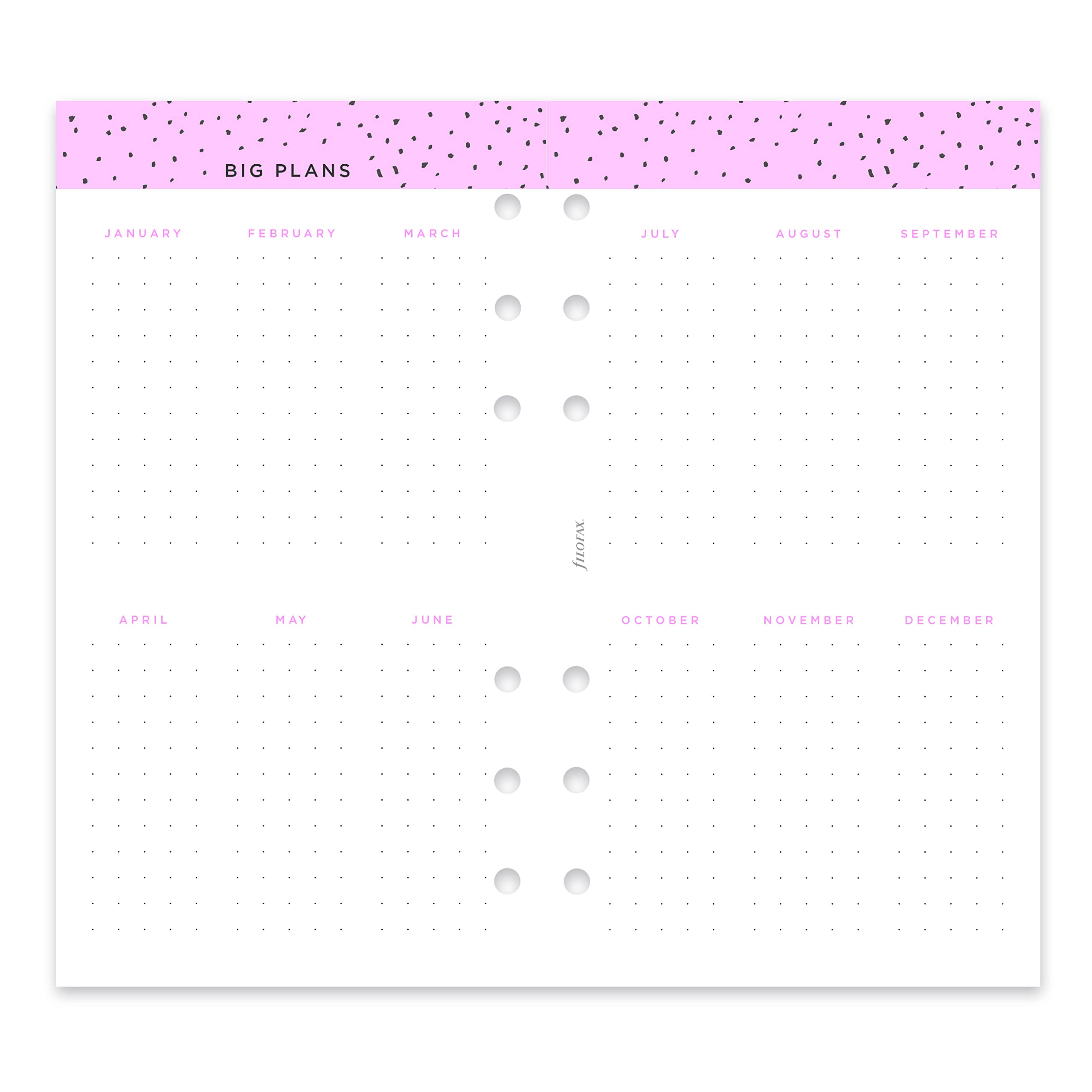 Filofax C68491-22 Recharge pour agenda semainier Motif confettis