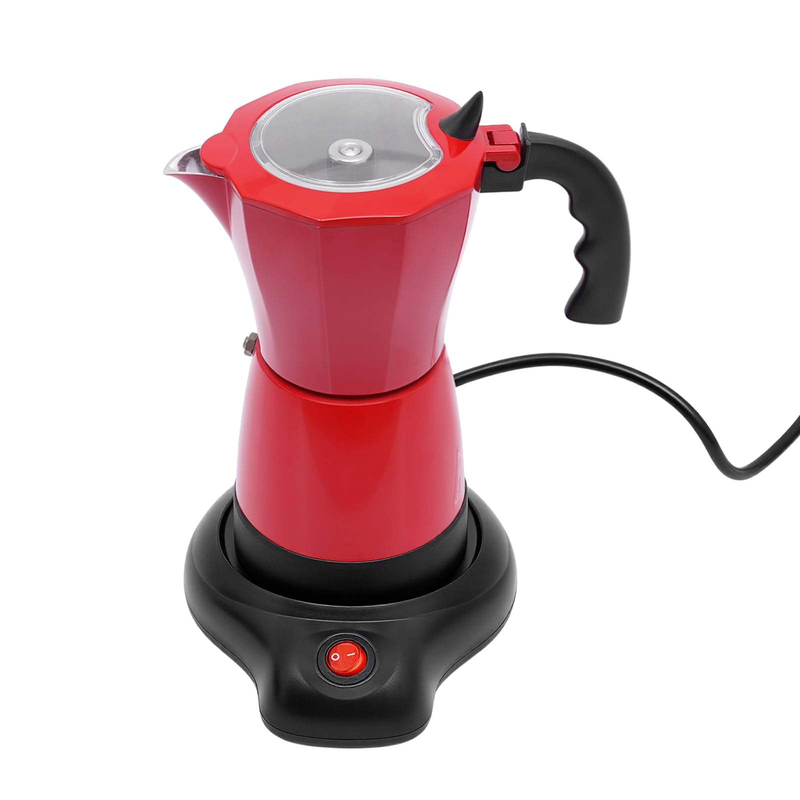 Cafetera eléctrica de 300 ml, cafetera espresso 6 tazas Italia Moka KanneOne-TouchVálvula de seguridad 360° Básica Portátil para el hogar Viaje, Rojo