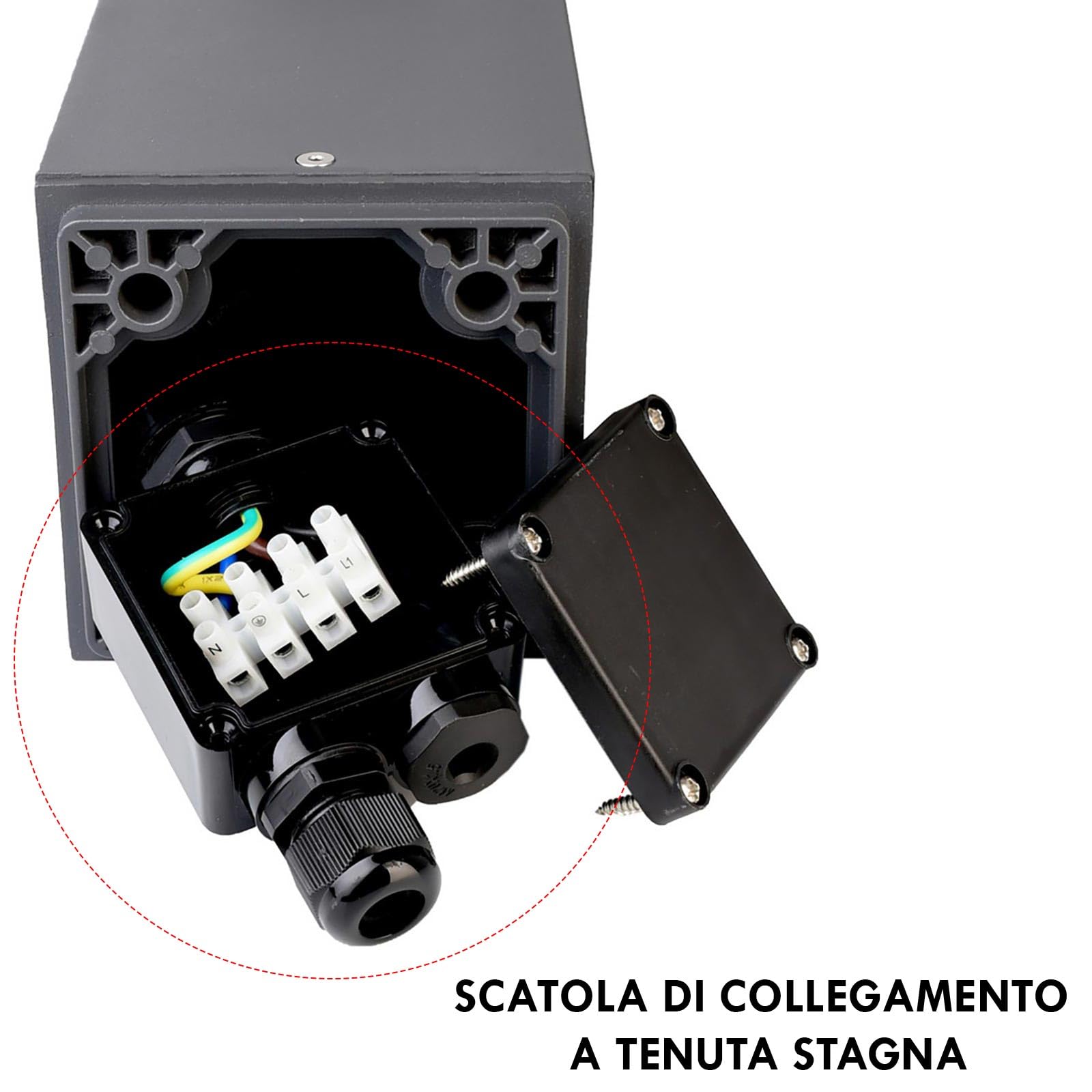 Planetitaly – FACADO – Colonnina Elettrica da Giardino LED con 2 Prese Elettriche - Torretta Illuminazione IP54, E27, 230V (1000mm)
