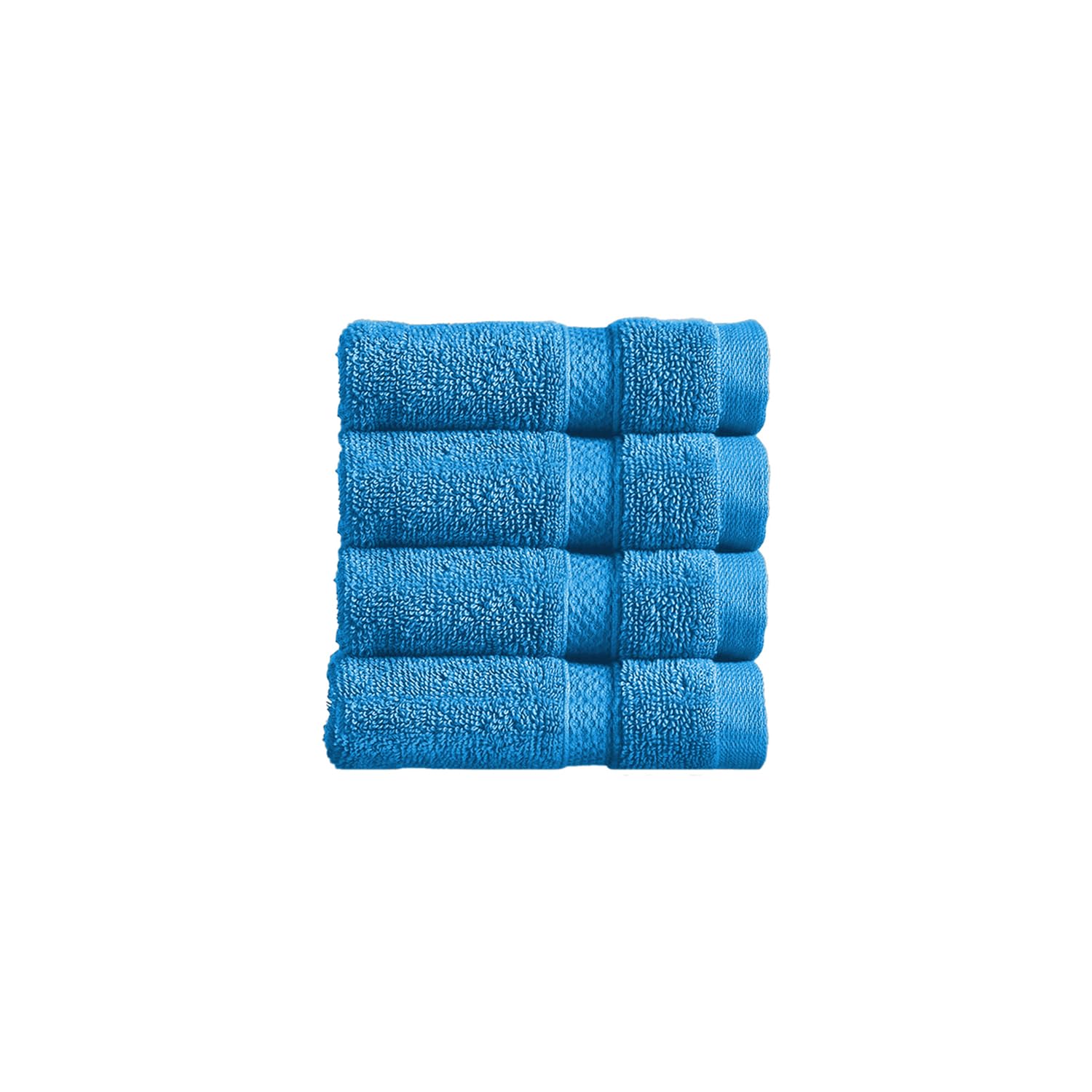 Christy Chroma Face Cloths Set | Pack of 4 | Soft Velvety Smooth Bathroom Flannels | Bold and Bright | Face and Body Wash Cloths | 100% Cotton | Azure Blue