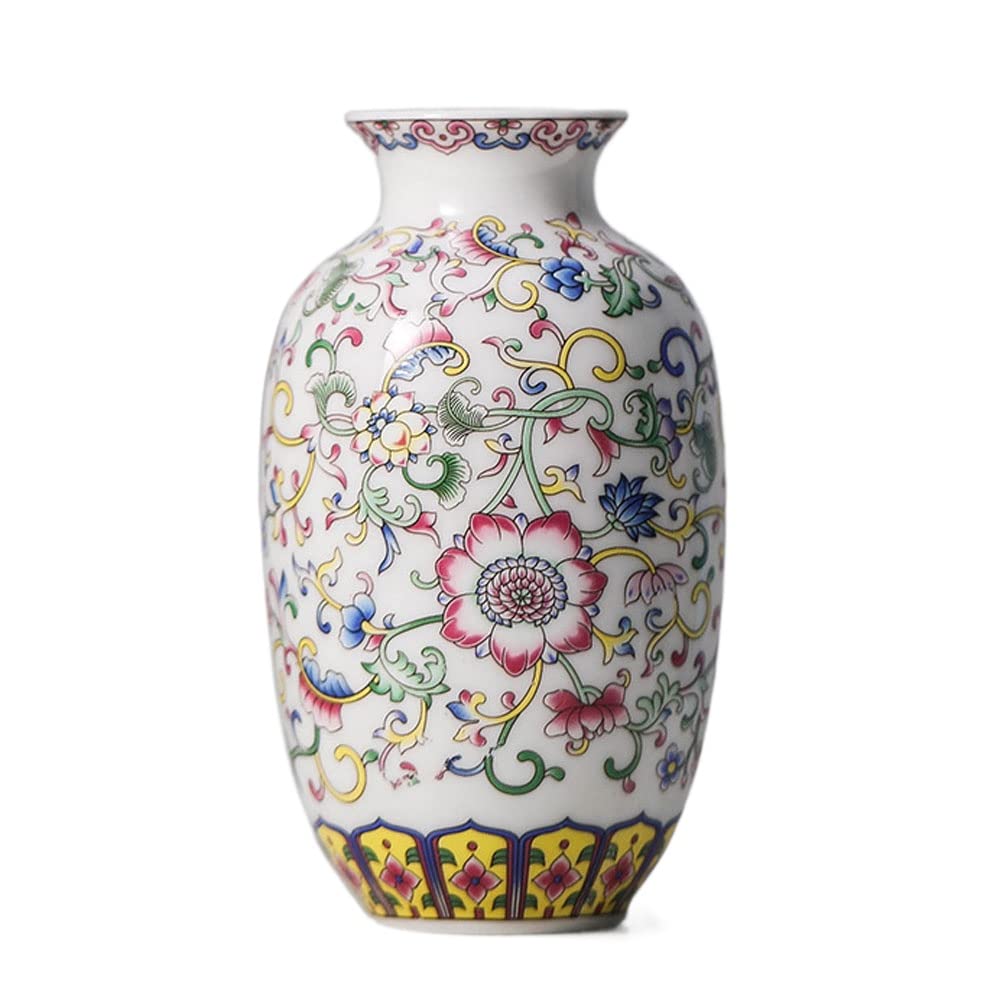 asdchZen Enamel Ceramic Vase,Chinoiserie Vase For Flowers, Unique Vase, Decorative Vase For Pampas Grass, Living Room, Bedroom,F