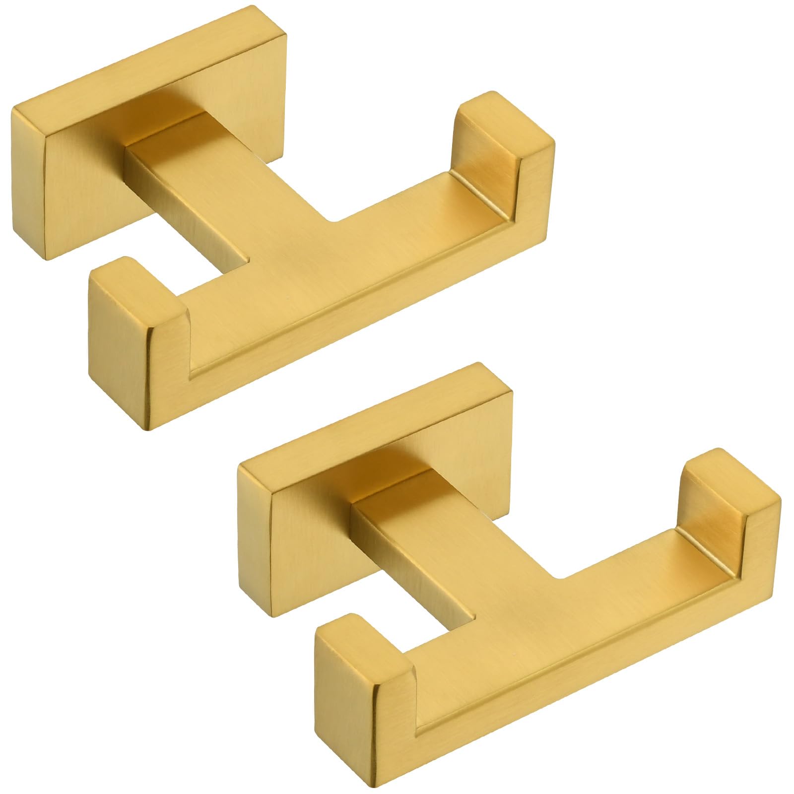 Angle Simple Double Towel Hook Brushed Dark Gold 2 PCS, SUS304 Stainless Steel Bathroom Hand Towel Holder, Double Robe Hook for Wall
